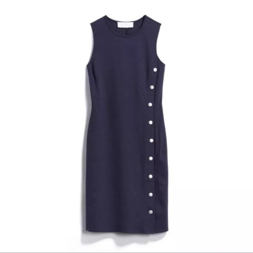 superfoxx | anaise sleeveless navy metallic snap dress medium